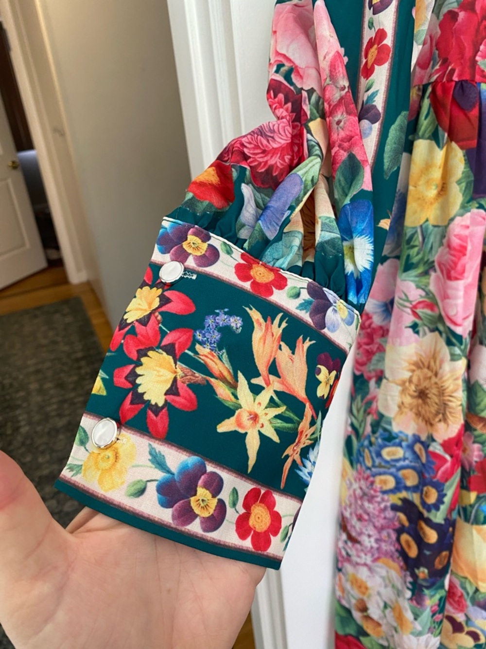 Floral Multi-Color Long Sleeve Maxi Dress - Picture 3 of 10